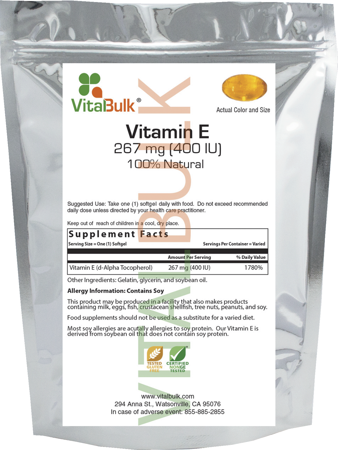 E 100% Natural 400 IU Softgel