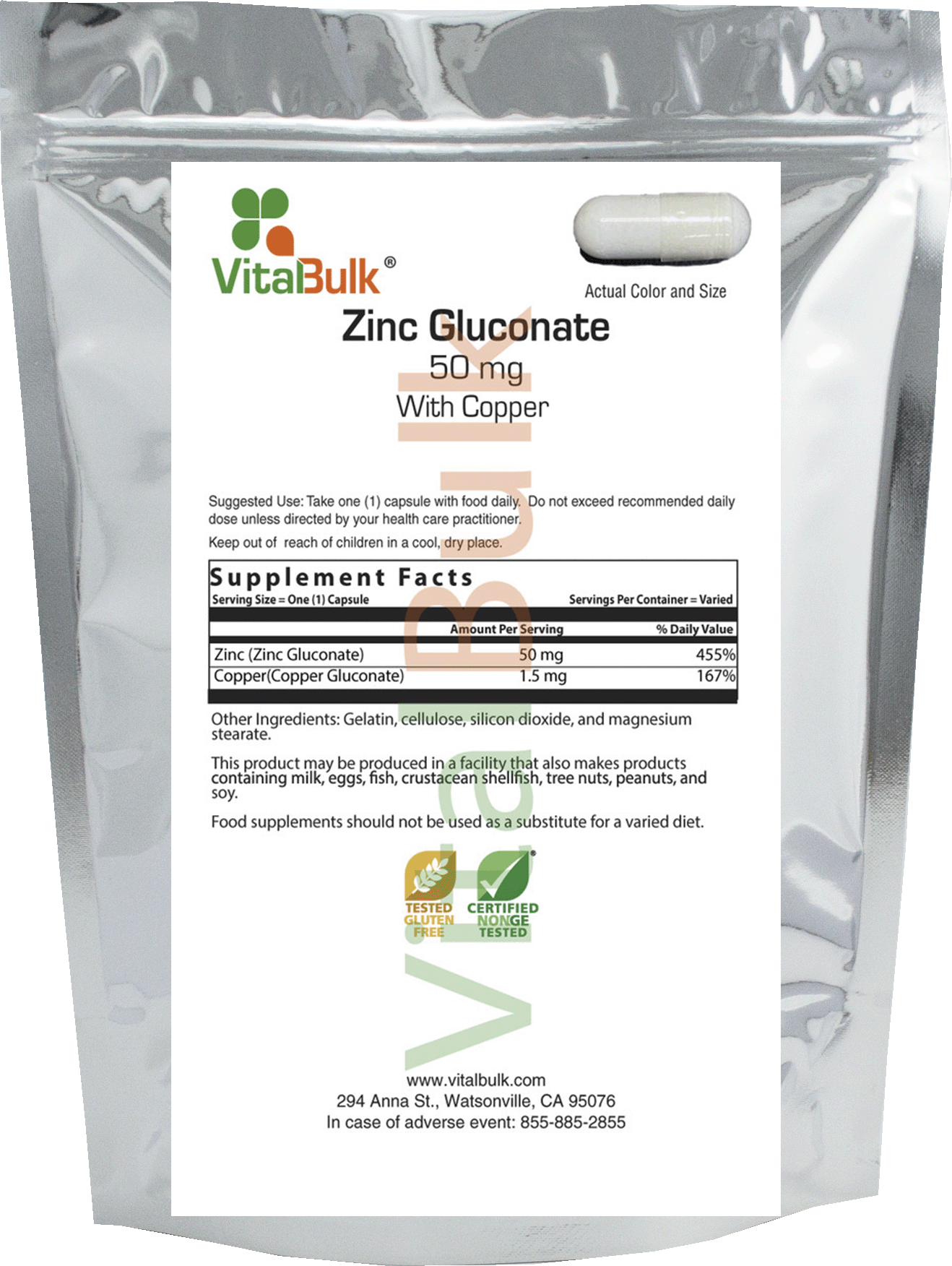Zinc Gluconato 50mg con Cobre